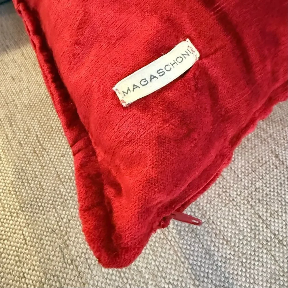 Magaschoni Red Velvet Holiday Accent Pillow